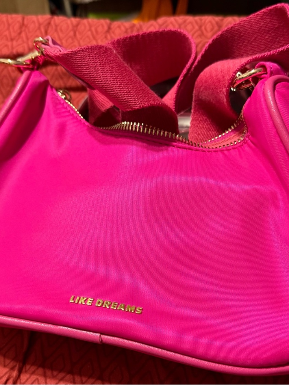 LIKE DREAMS Vibrant Hot Pink Shoulder Bag